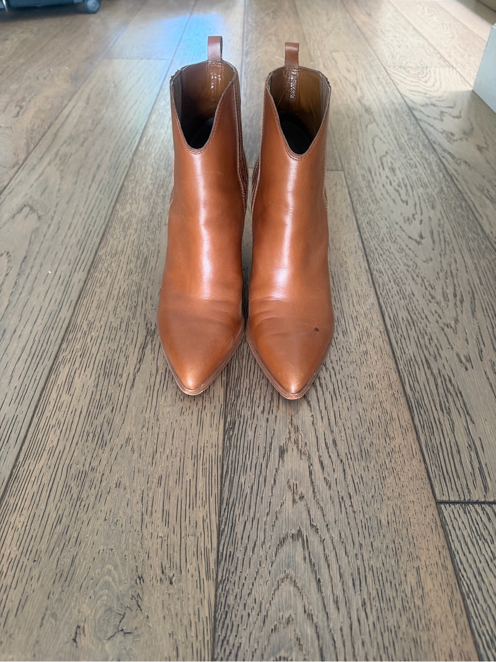 Marc Fisher Tan Leather Pointed Ankle Booties